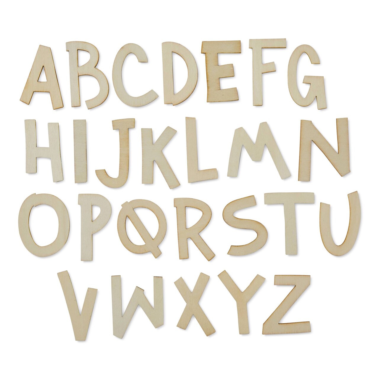 Park Lane Unfinished Wood Letters - Uppercase, Fun Sans Serif, Pkg of 26